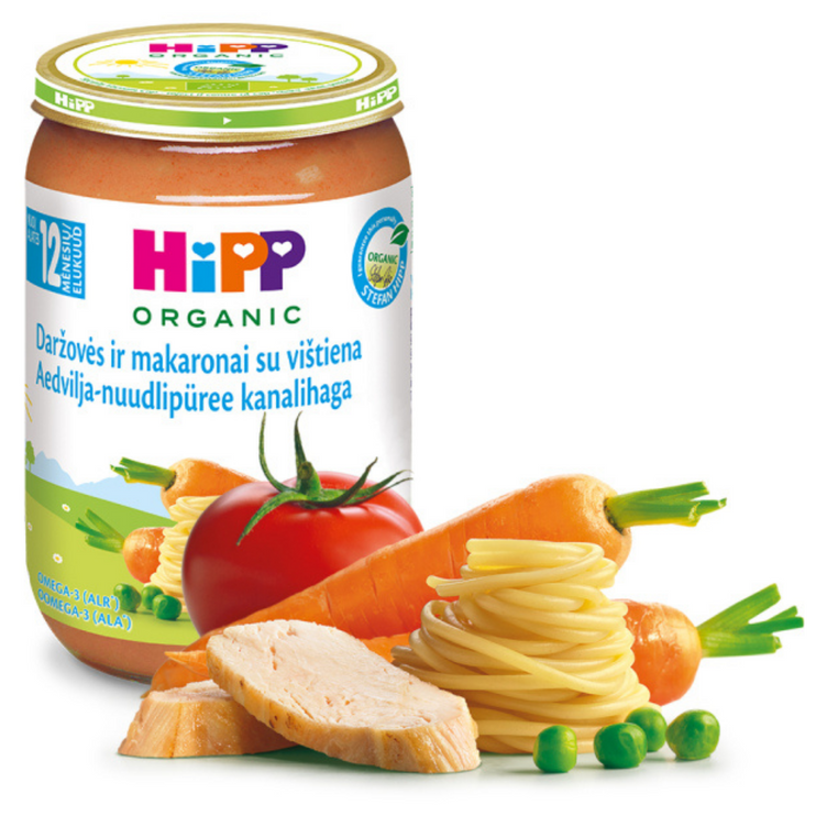 hipp ORGANIC PUREED VEGETABLES AND PASTA WITH CHICKEN