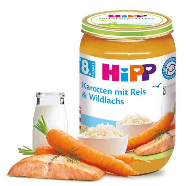 HiPP Creamy Carrots with Rice and Wild Salmon Jar