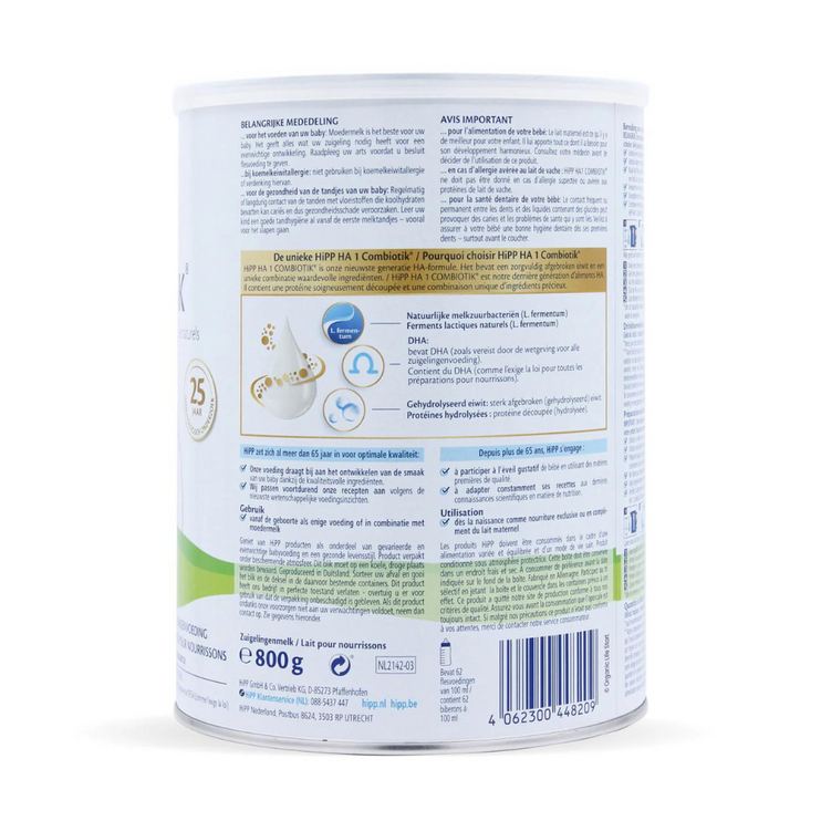 HiPP HA Dutch Stage 1 Hydrolyzed Combiotic Formula