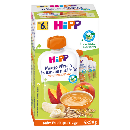 HiPP Mango Peach Banana with Oats Pouches - 4 Pouches