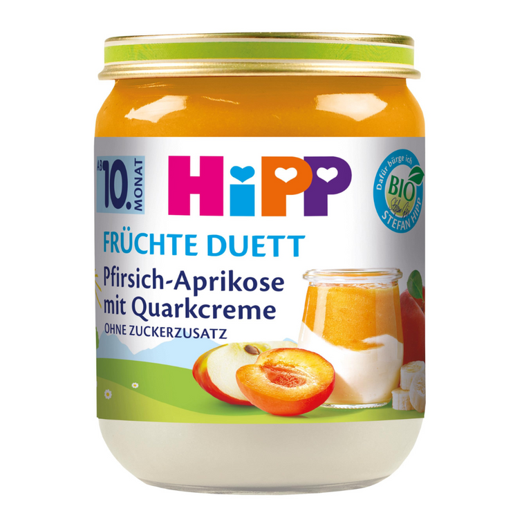 HiPP Organic Fruit Duo Peach Apricot with Quark Cream