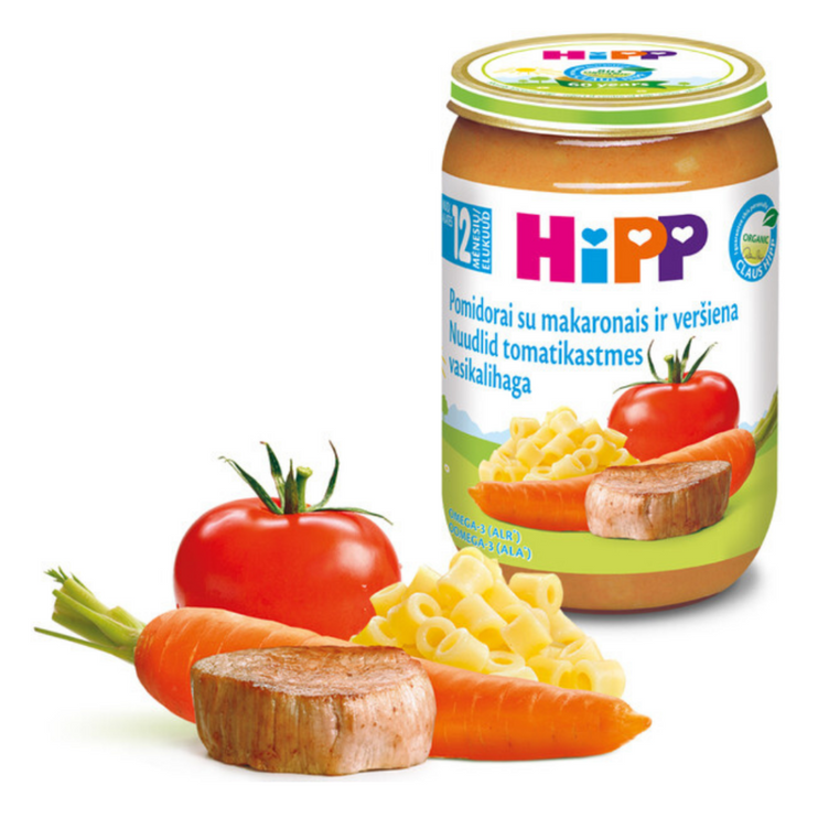 HiPP Tomatoes With Pasta And Veal Puree Jar