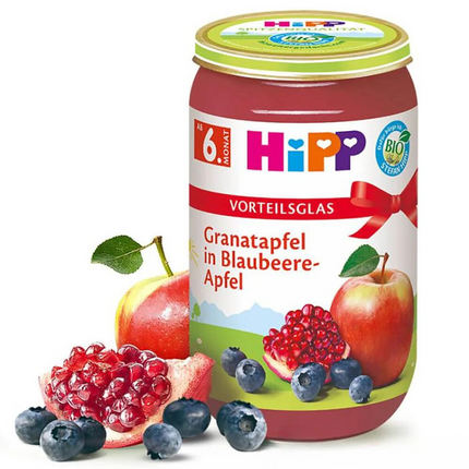 HiPP Pomegranate and Blueberries in Apple pure (large jar)