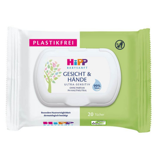 HiPP Babysanft Gentle Wet Wipes for Face and Hands - 20 cnt