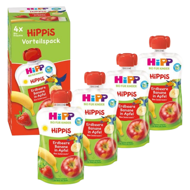 Hipp Hippis strawberry-banana and apple Smoothie - 4 Pouches