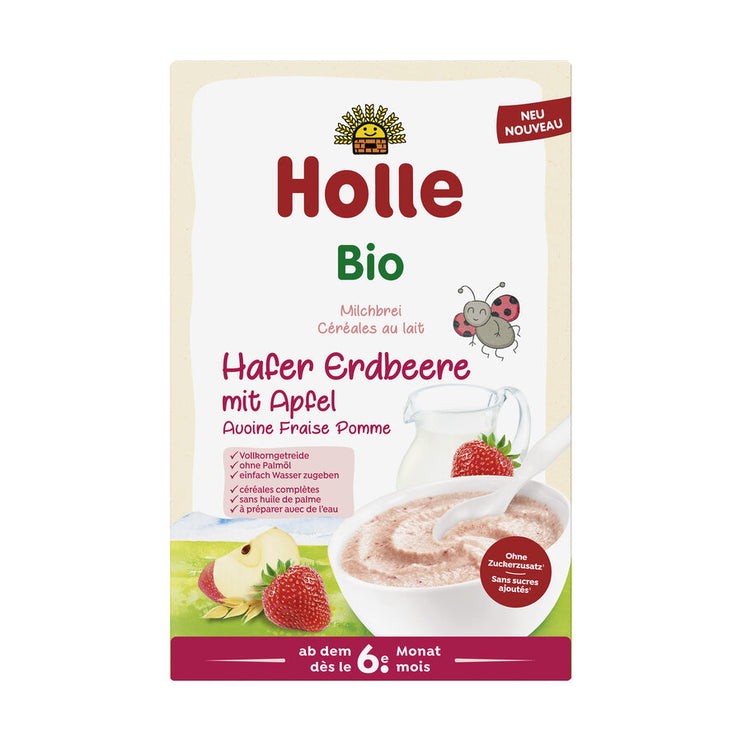 Holle Organic Milk Cereal with Oat Strawberry and Apple