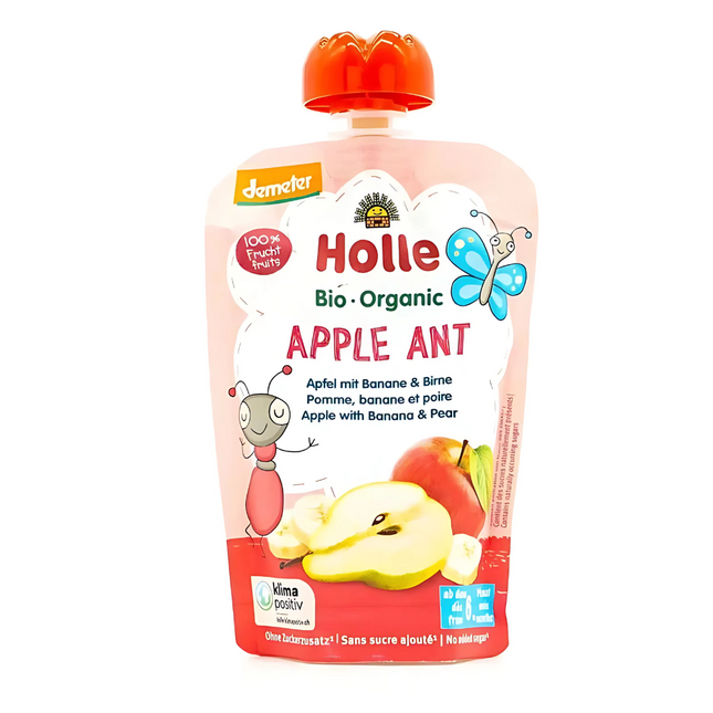 Holle apple ant organic fruit puree pouch