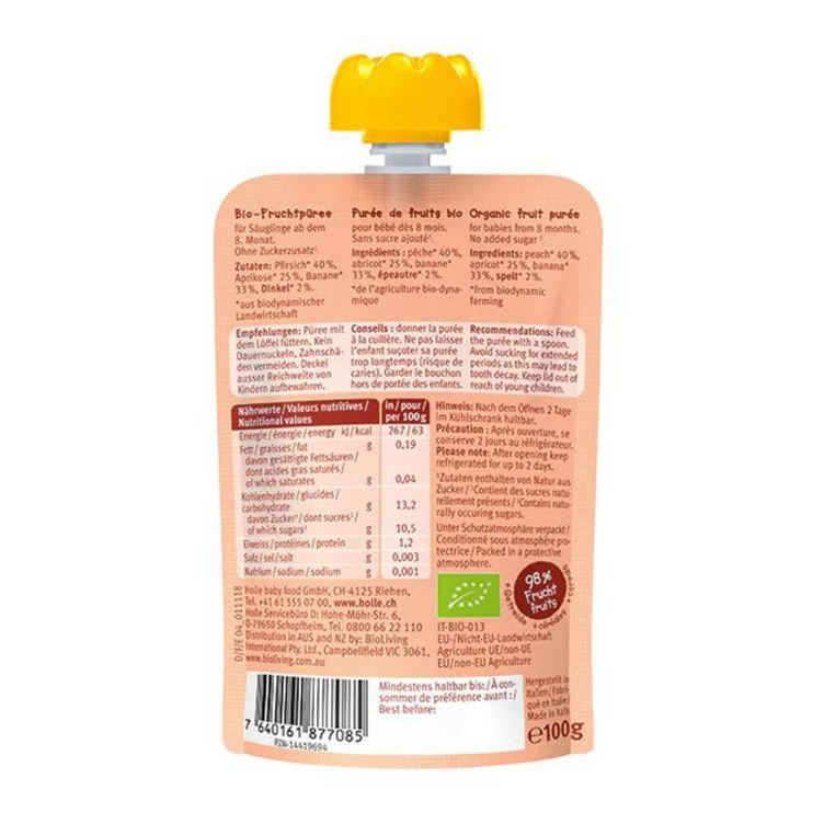 Panda Peach - Holle Organic Fruit Puree Pouch