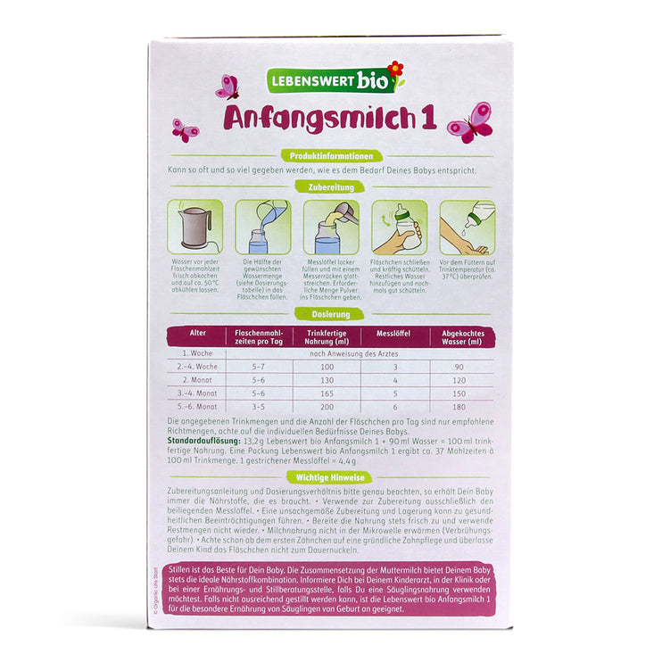 Lebenswert 1 organic european baby formula