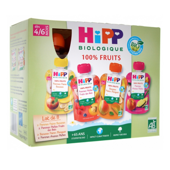 Hipp Organic Fruit Pouch Variety Pack - 8 Pouches | Bonpek Baby